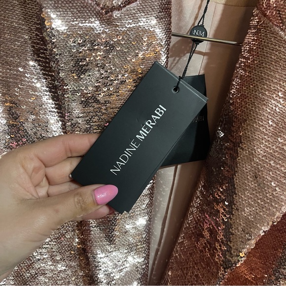 Nadine Merabi | NWT! Karla Rose Gold Sequin Blazer Size: Medium - Picture 4 of 5
